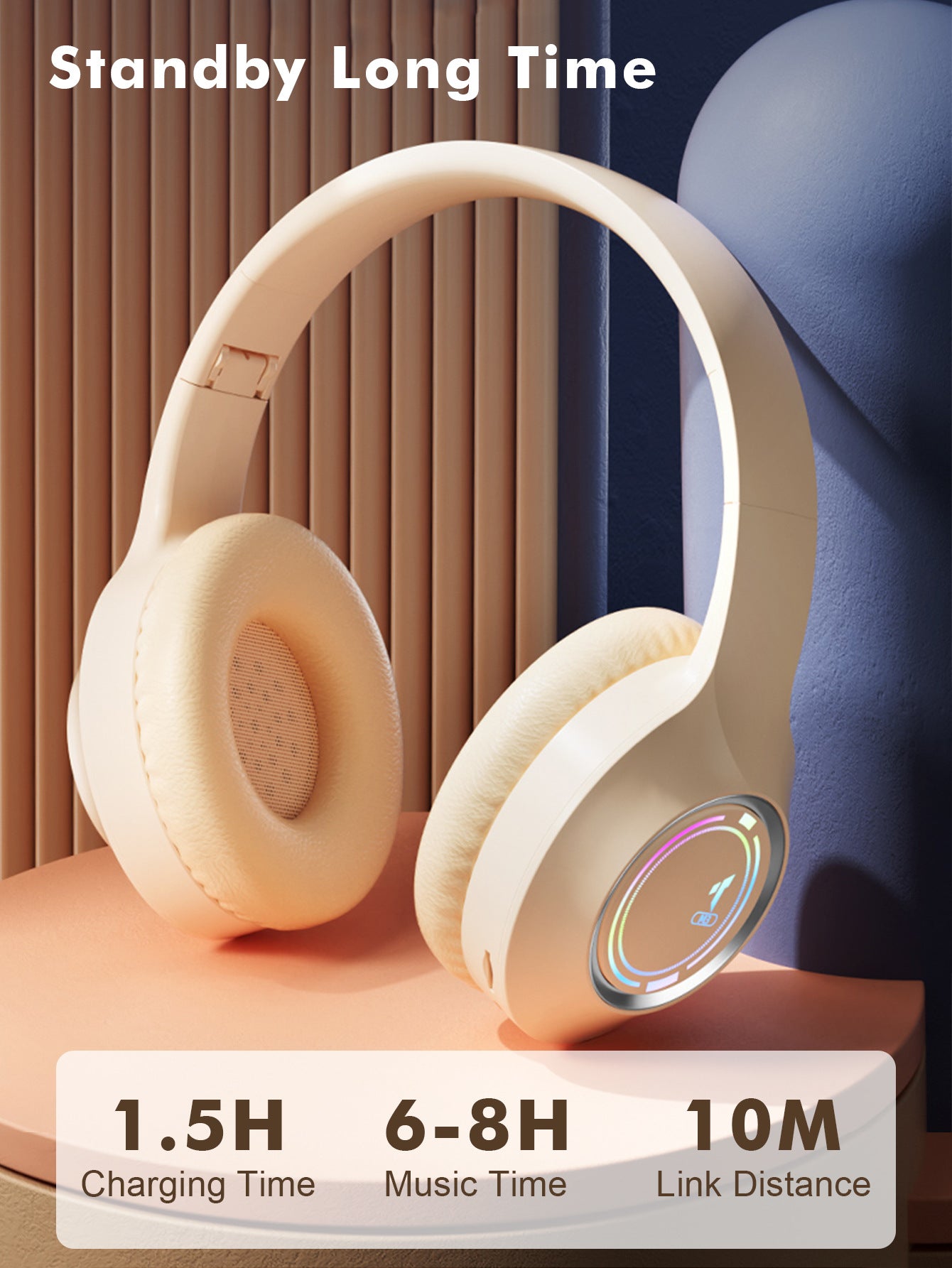 Black Bluetooth 5.2 Headphones - Foldable, Adjustable Headband, TF Card 4