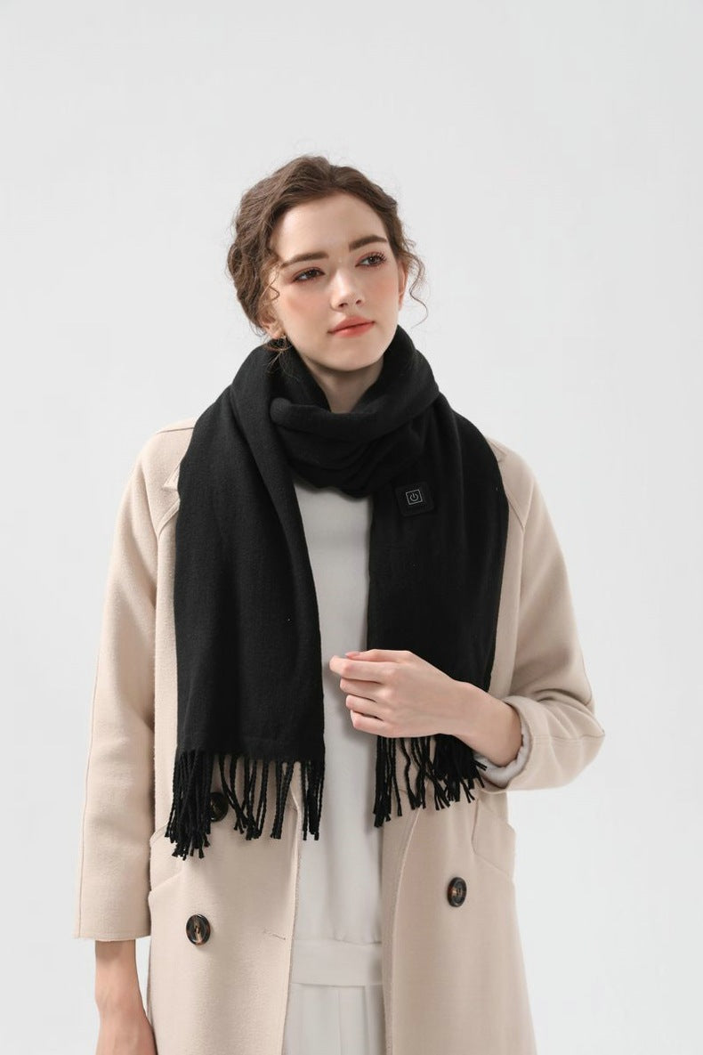 Black Heated Scarf - Electric Warming Scarf, Winter Outdoor Essential (Without power bank) 3