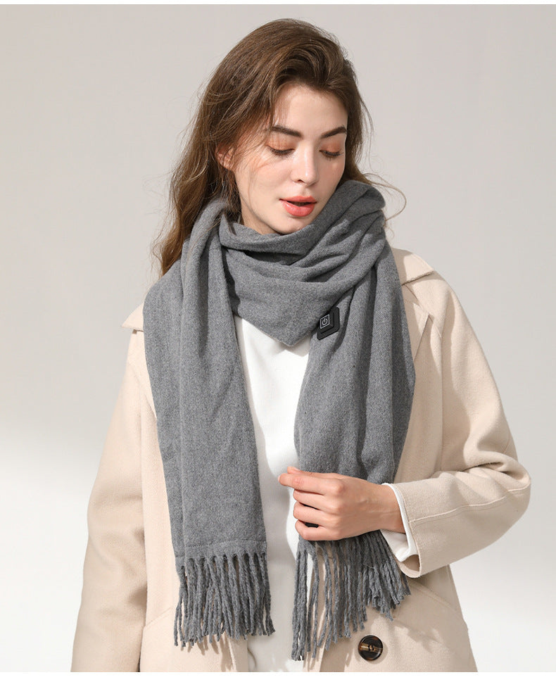 Gray Heated Scarf - Electric Warming Scarf, Winter Outdoor Essential (Without power bank) 3
