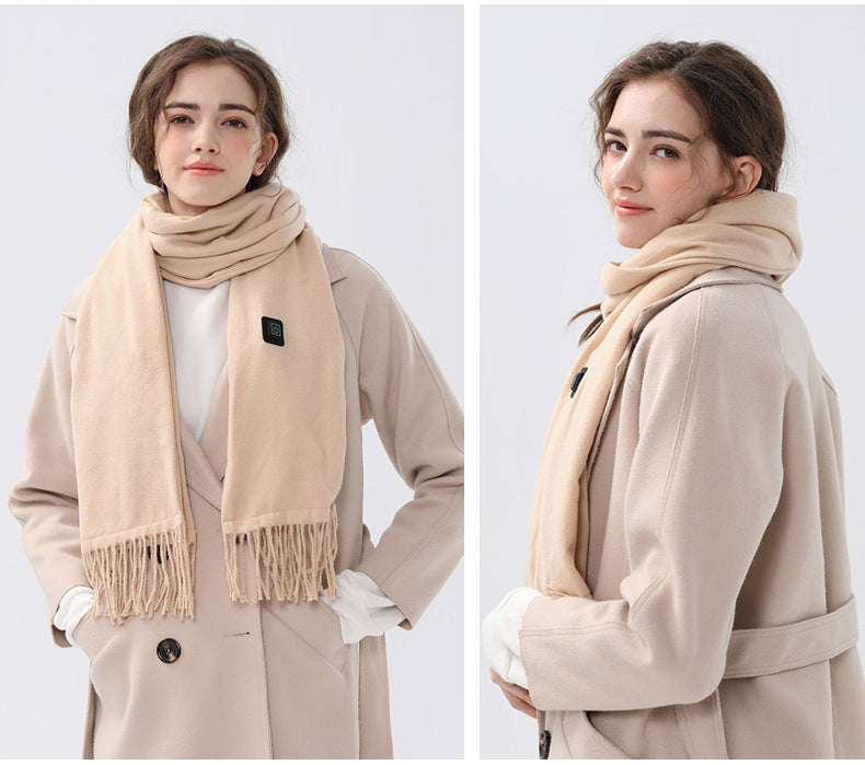 Khaki Heated Scarf - Electric Warming Scarf, Winter Outdoor Essential (Without power bank) 3