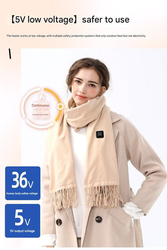 Wine Red Heated Scarf - Electric Warming Scarf, Winter Outdoor Essential (Without power bank) 5