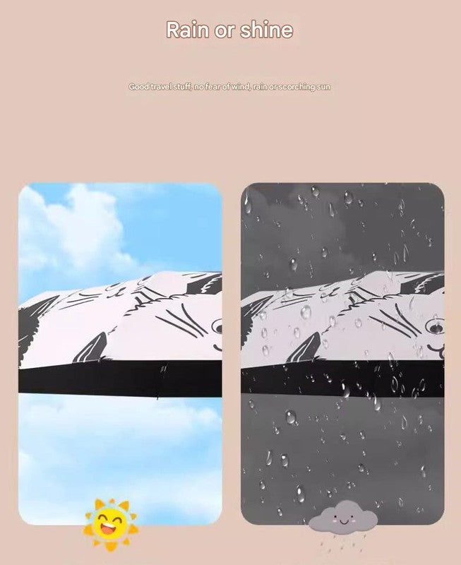 Black And White Cats Cute Cartoon Umbrella - Sun/Rain Umbrella 3