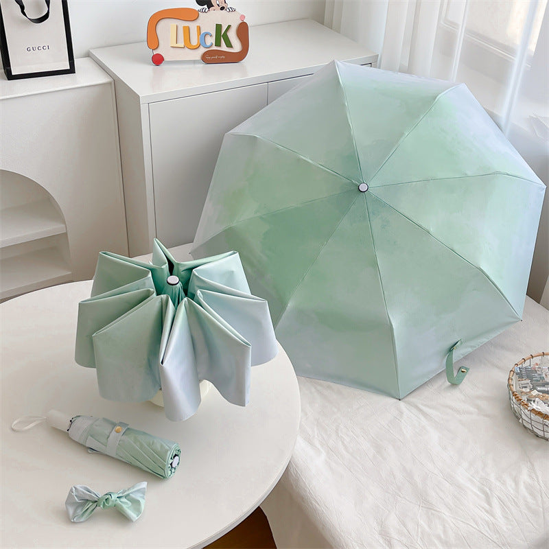 Spring Morning Gradient Automatic Folding Umbrella - Sun & Rain Protection for Women