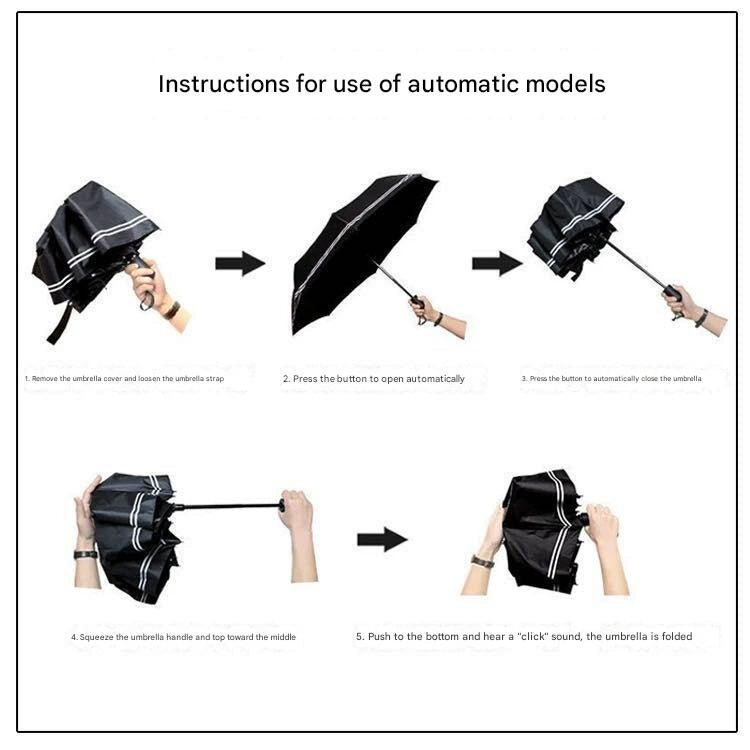 Sky Blue Gradient Automatic Folding Umbrella - Sun & Rain Protection for Women