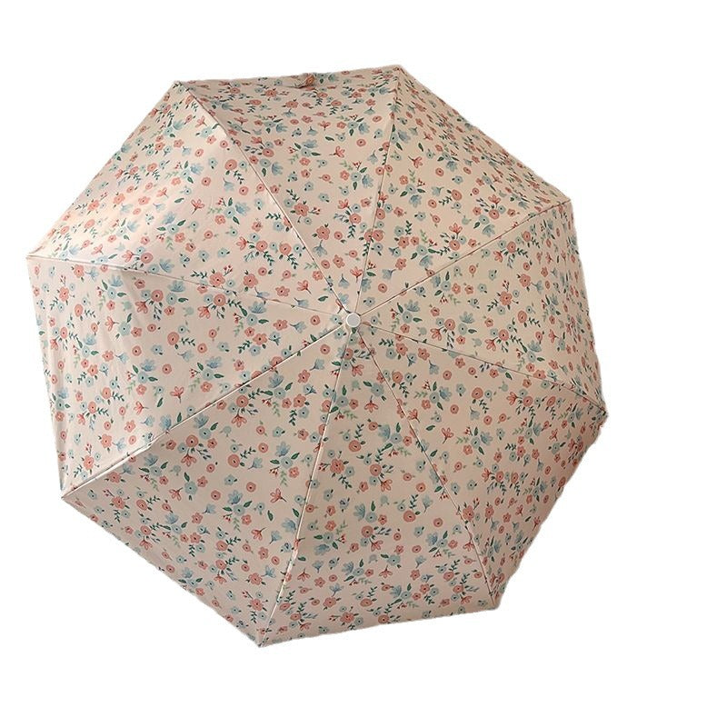 Little Red Flower Mini 5-Fold Umbrella - Portable, Anti-UV, Black Glue Coating 3