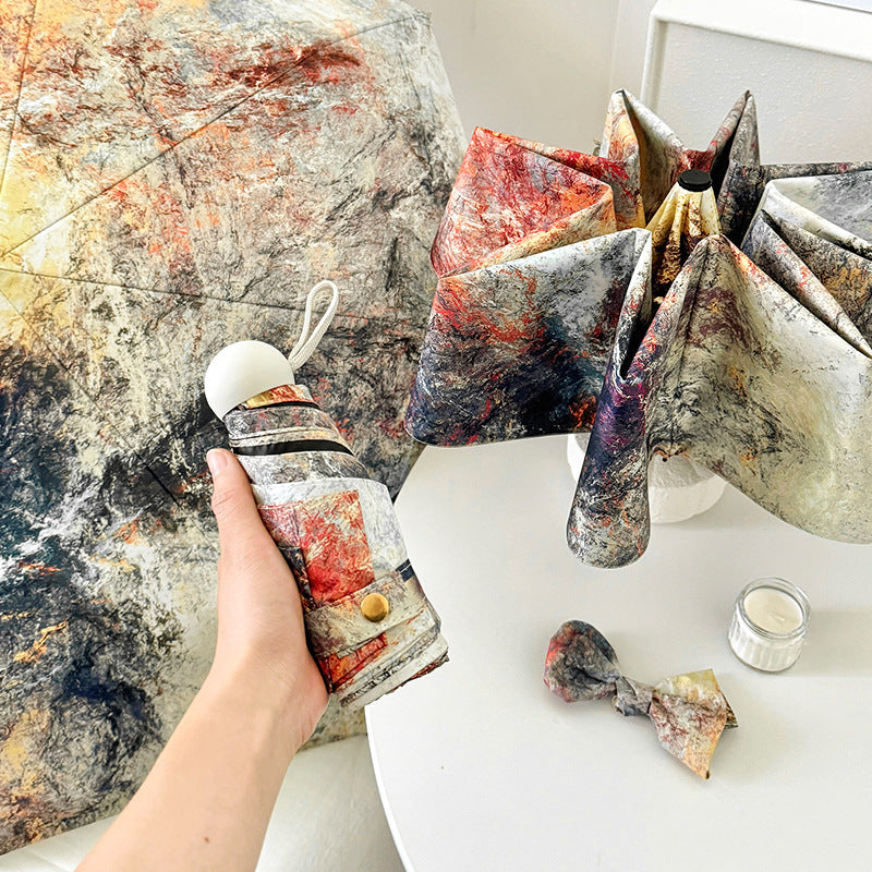 Sunburned Rock Mini 5-Fold Umbrella - Portable, Anti-UV, Black Glue Coating