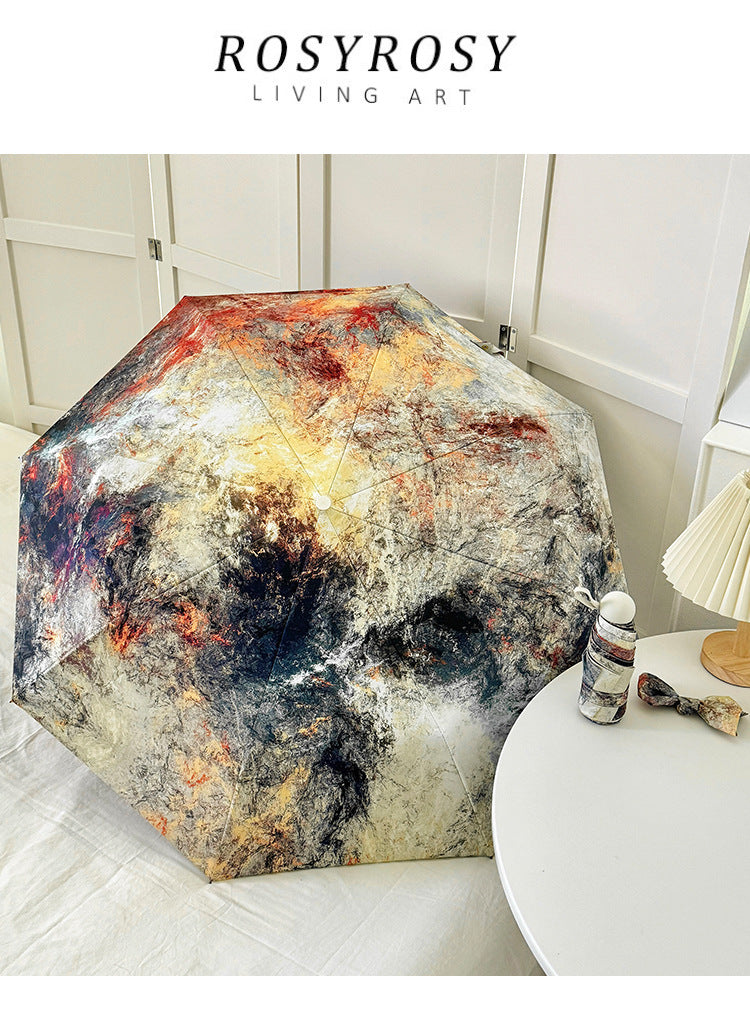 Sunburned Rock Mini 5-Fold Umbrella - Portable, Anti-UV, Black Glue Coating