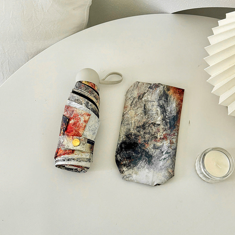 Sunburned Rock Mini 5-Fold Umbrella - Portable, Anti-UV, Black Glue Coating 3