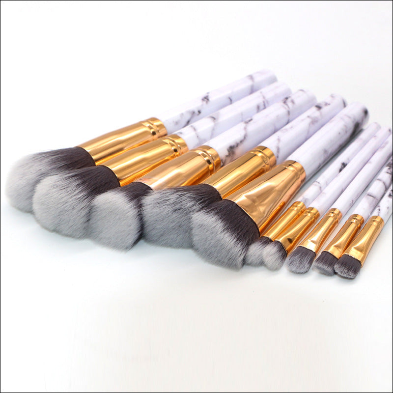 Barrel White Marble Makeup Brush Collection - 10 brushes for face, eyes and lips 4