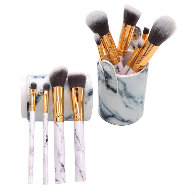 Barrel White Marble Makeup Brush Collection - 10 brushes for face, eyes and lips 5