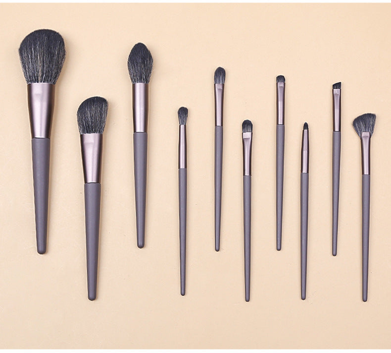 Modern Gray (Brush + Bag) 10 Piece Face Eye Makeup Brush Set - Premium Makeup Blending Brushes 3