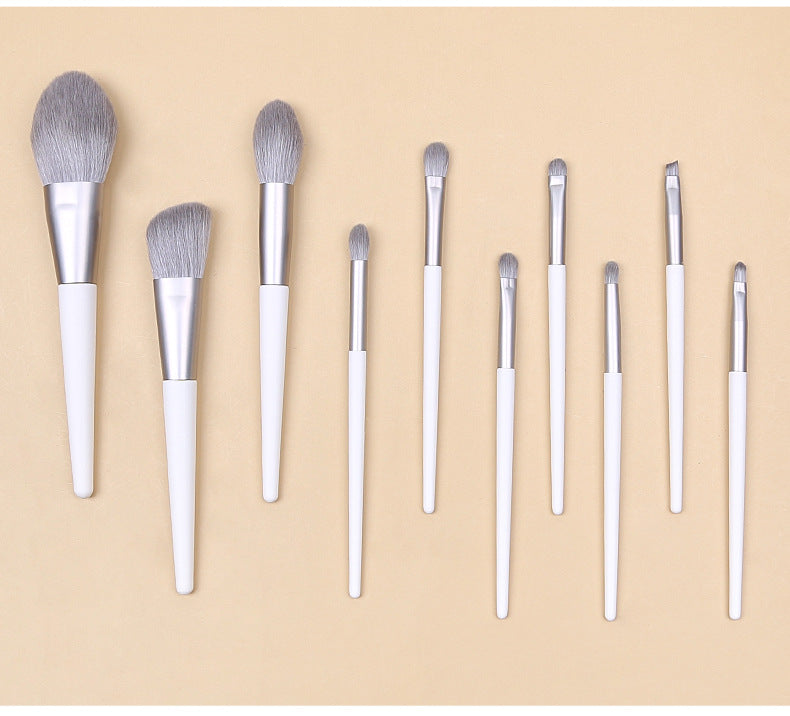 Silver Gray (Brush + Bag) 10 Piece Face Eye Makeup Brush Set - Premium Makeup Blending Brushes 3