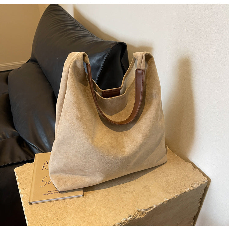 Beige Women's Vintage Bucket Bag - Fashionable Shoulder Bag