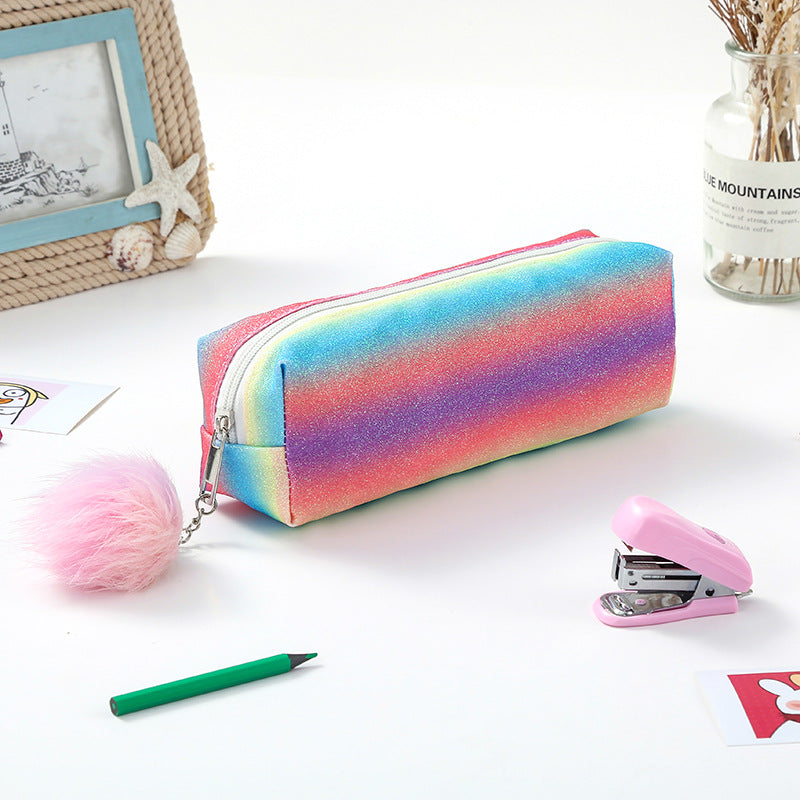Rainbow Glitter Pencil Cases - Set of 4 Sparkly Stationery Pouches 3