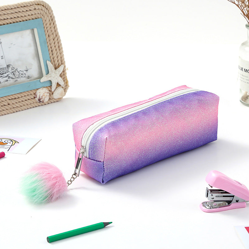 Rainbow Glitter Pencil Cases - Set of 4 Sparkly Stationery Pouches 5
