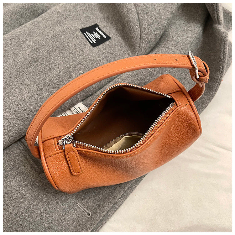 Beige Minimalist Shoulder Bag - High-End Cylindrical Design 4