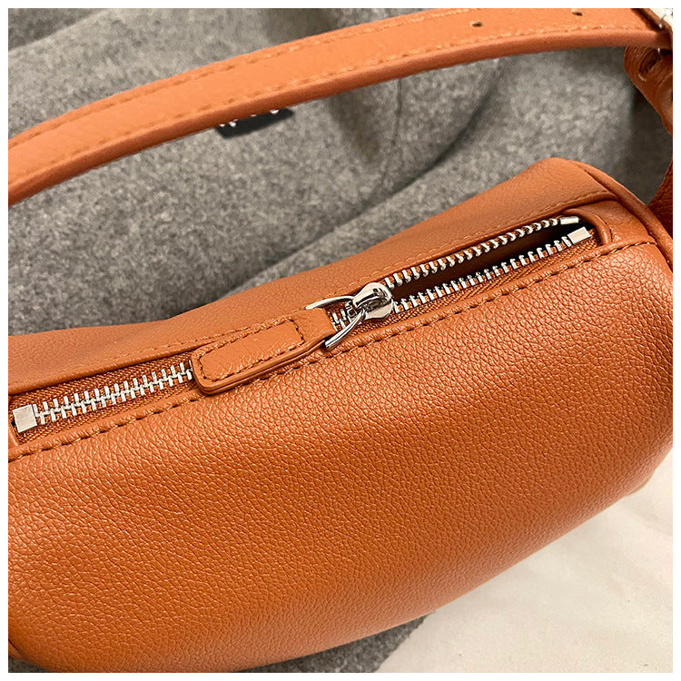 Light Brown Minimalist Shoulder Bag - High-End Cylindrical Design 3