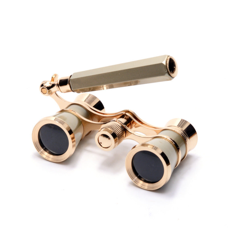 Champagne Gold Elegant Theatre Binoculars - Portable & Stylish Handheld Opera Glasses (Focal length: 200mm)