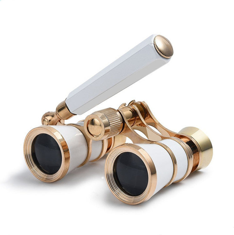 White Elegant Theatre Binoculars - Portable & Stylish Handheld Opera Glasses (Focal length: 400mm)