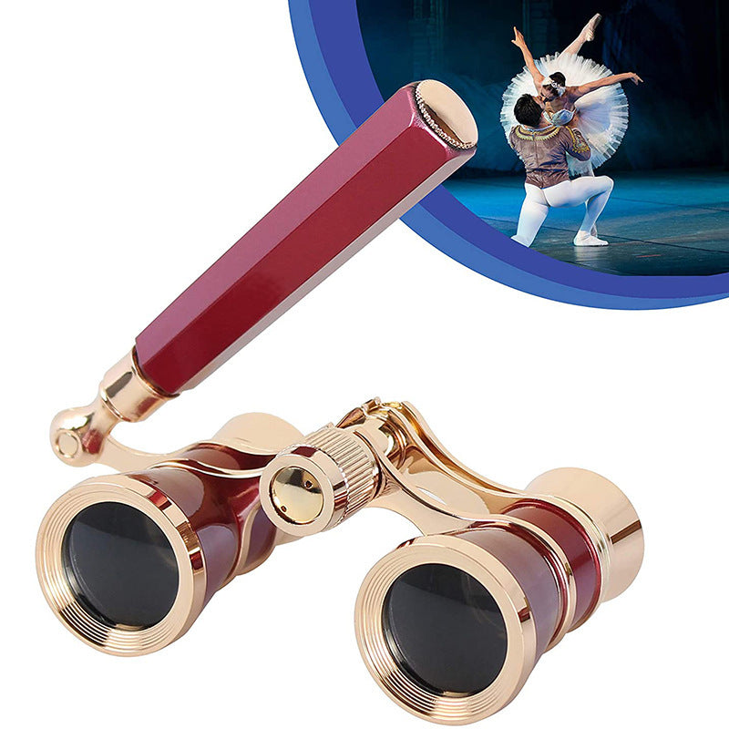 Red Elegant Theatre Binoculars - Portable & Stylish Handheld Opera Glasses (Focal length: 300mm)