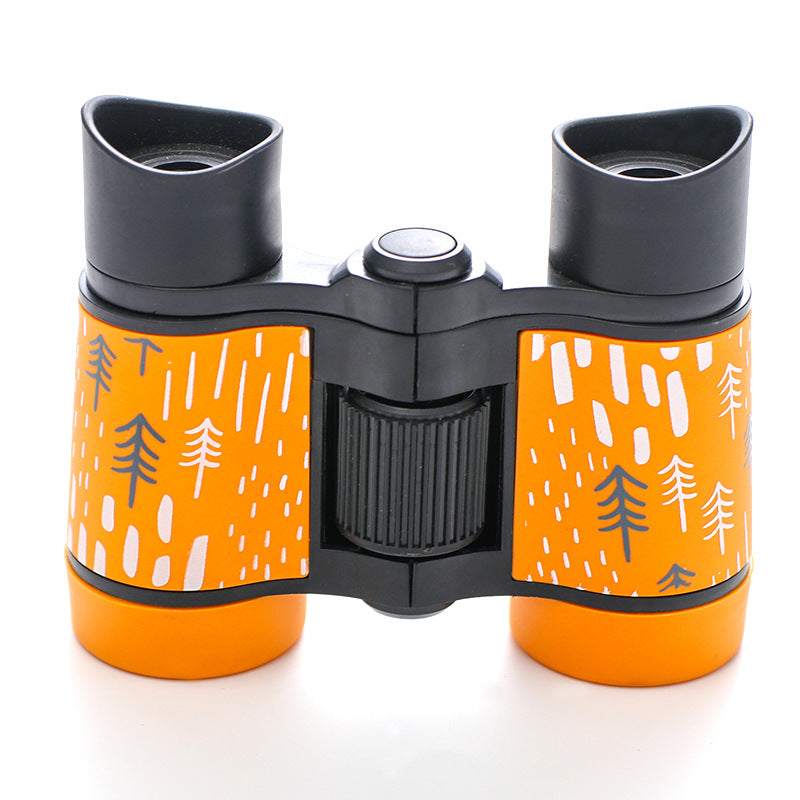 2 PCS Orange Kids Binoculars - Rubber Grip, Tree Pattern