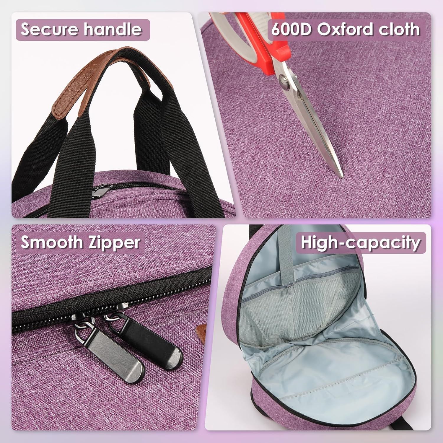 Purple Multi-Compartment Embroidery Bag - Keep Your Projects Organized 4