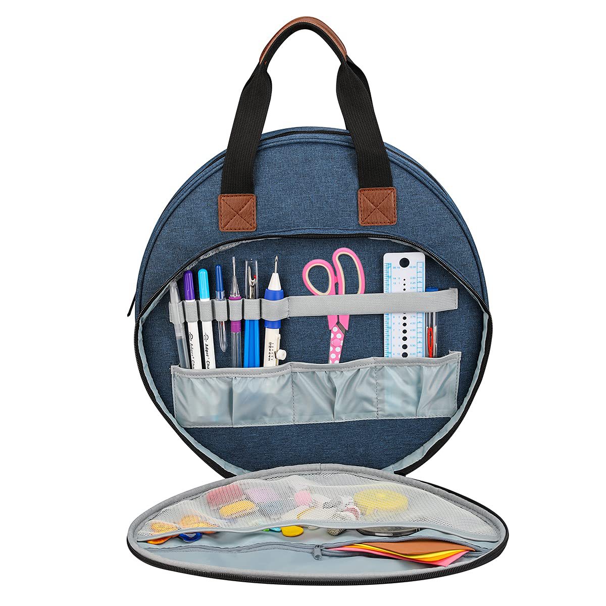 Blue Multi-Compartment Embroidery Bag - Keep Your Projects Organized 3