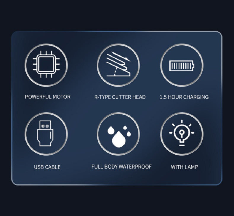 Men's Body Hair Scissors - USB Rechargeable, Waterproof with LED Light 5