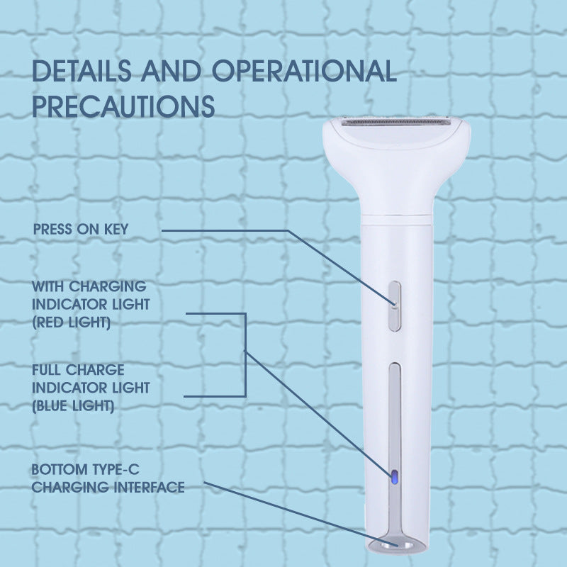 White 5-in-1 Electric Shaver for Women - Versatile Hair Remover for Face & Body 5