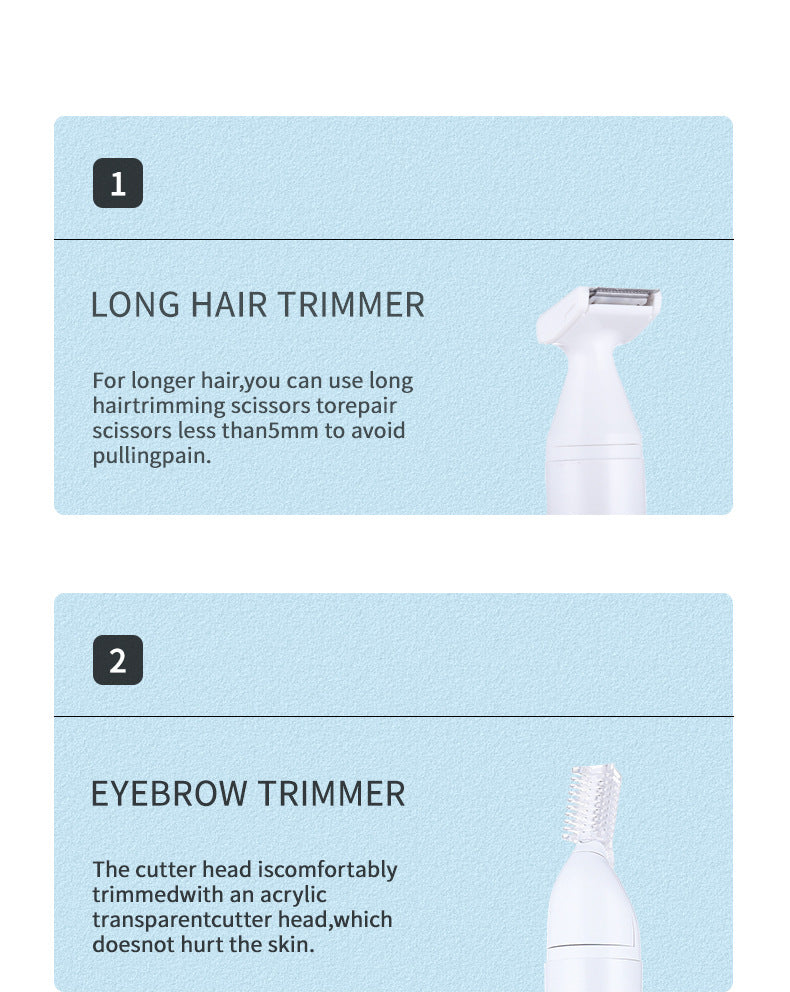 White 5-in-1 Electric Shaver for Women - Versatile Hair Remover for Face & Body 7