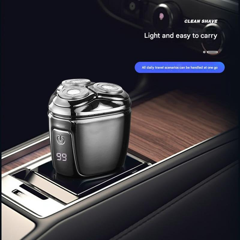 Orange Mini Electric Shaver for Men - Portable & Rechargeable Razor for Travel