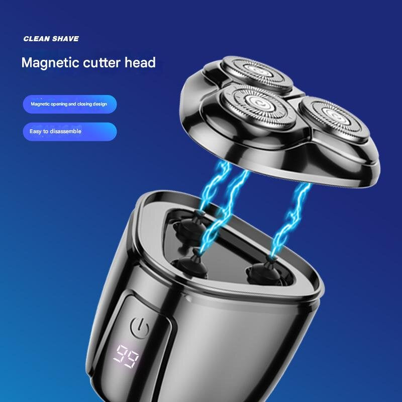 Silver Mini Electric Shaver for Men - Portable & Rechargeable Razor for Travel 3