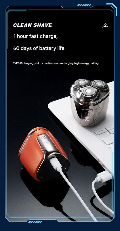 Silver Mini Electric Shaver for Men - Portable & Rechargeable Razor for Travel 4