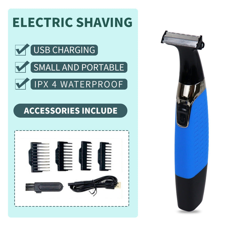 Blue Electric Shaver for Women - USB Rechargeable, Painless Hair Removal