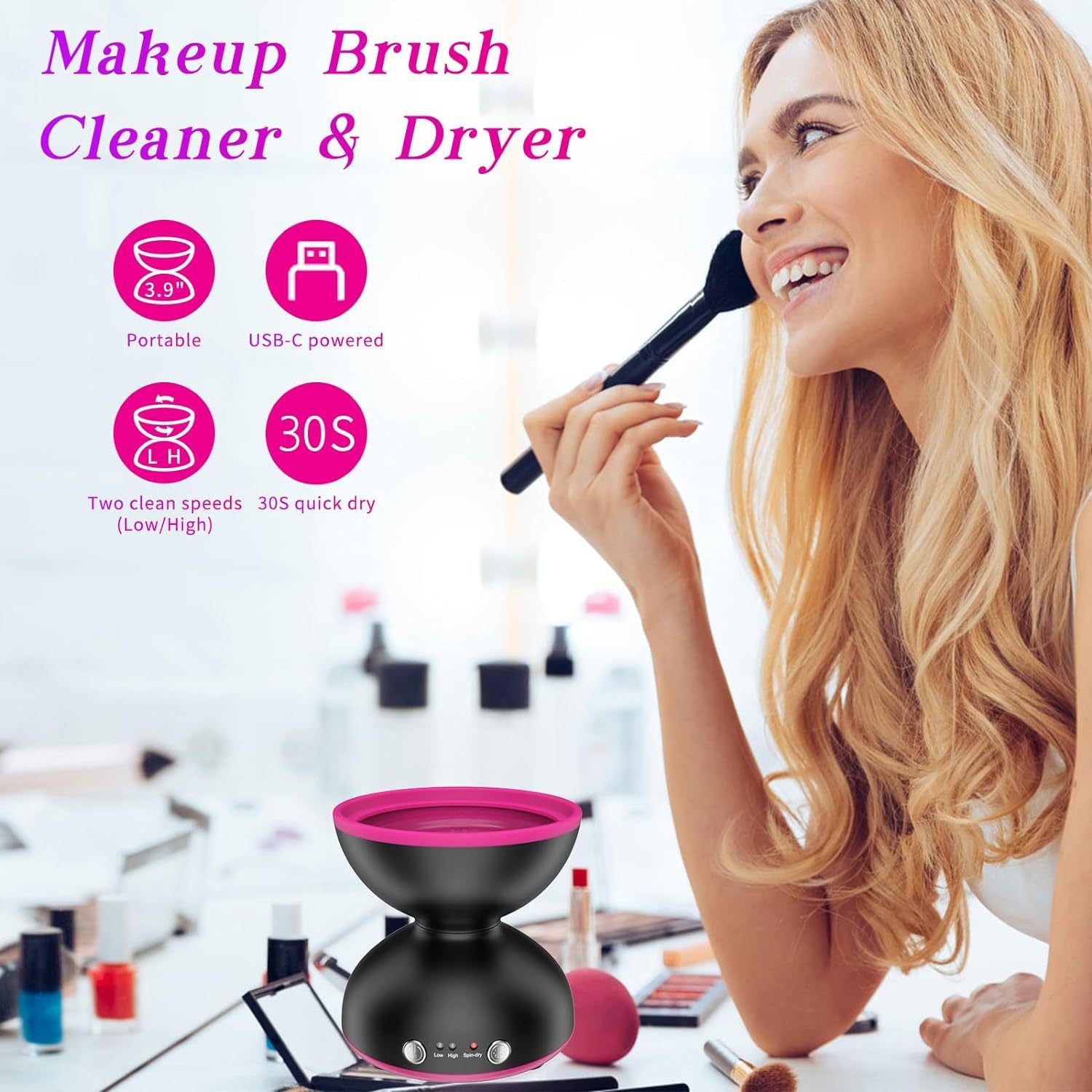 Black Electric Makeup Brush Cleaner - Fast & Deep Cleaning, USB Powered 3