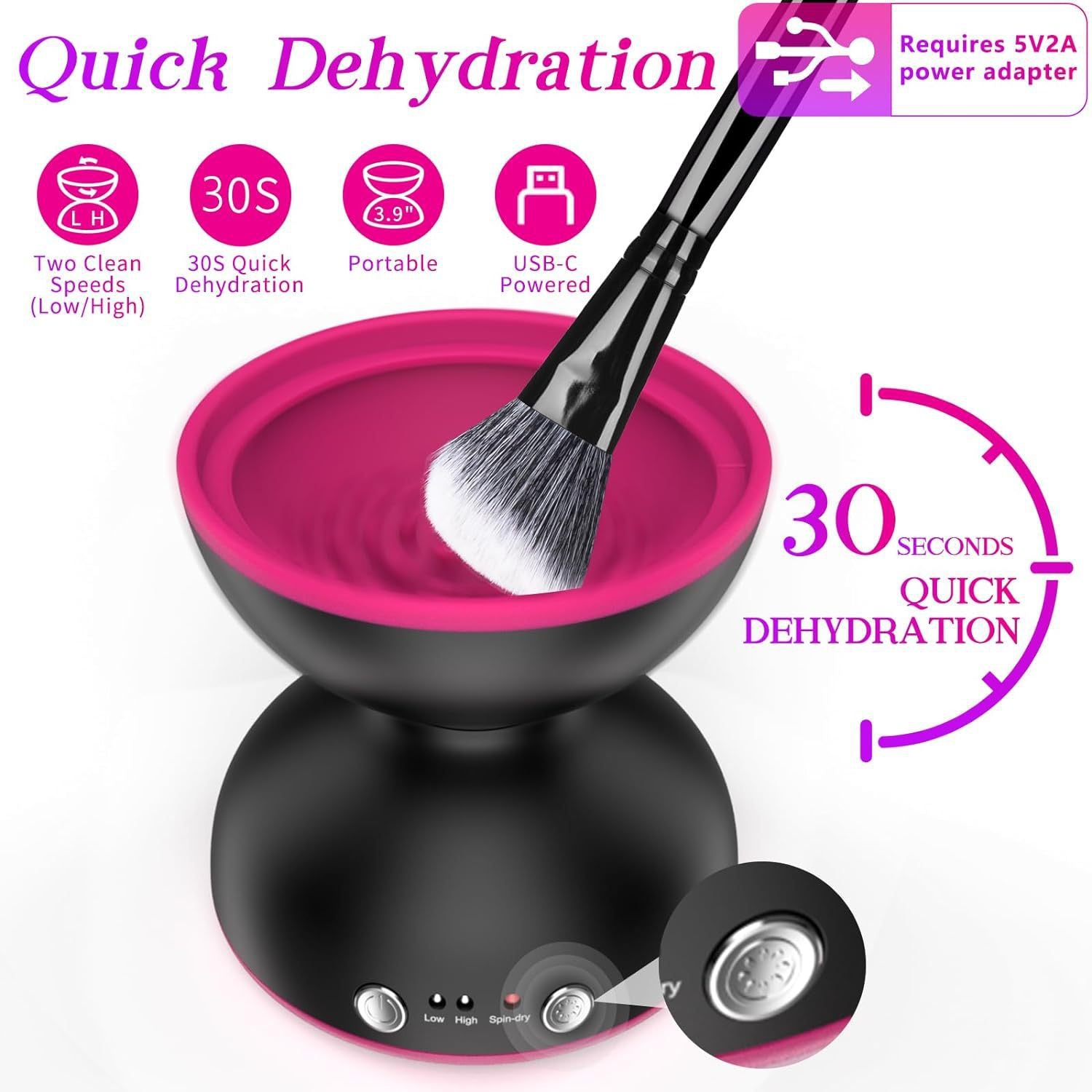 Black Electric Makeup Brush Cleaner - Fast & Deep Cleaning, USB Powered 8