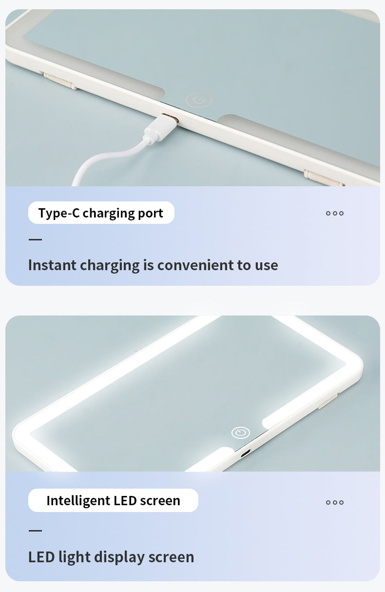 White double button Car Sun Visor Makeup Mirror with LED Light - Tri-Color, Touch Control 3