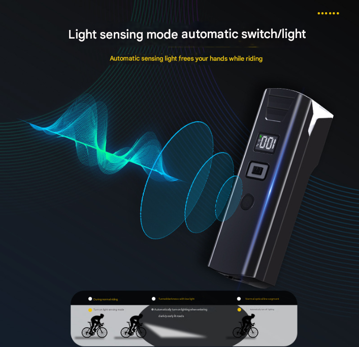 Bike Headlight - Rechargeable LED Bicycle Front Light, 85° Floodlight (Battery Display Model) 6