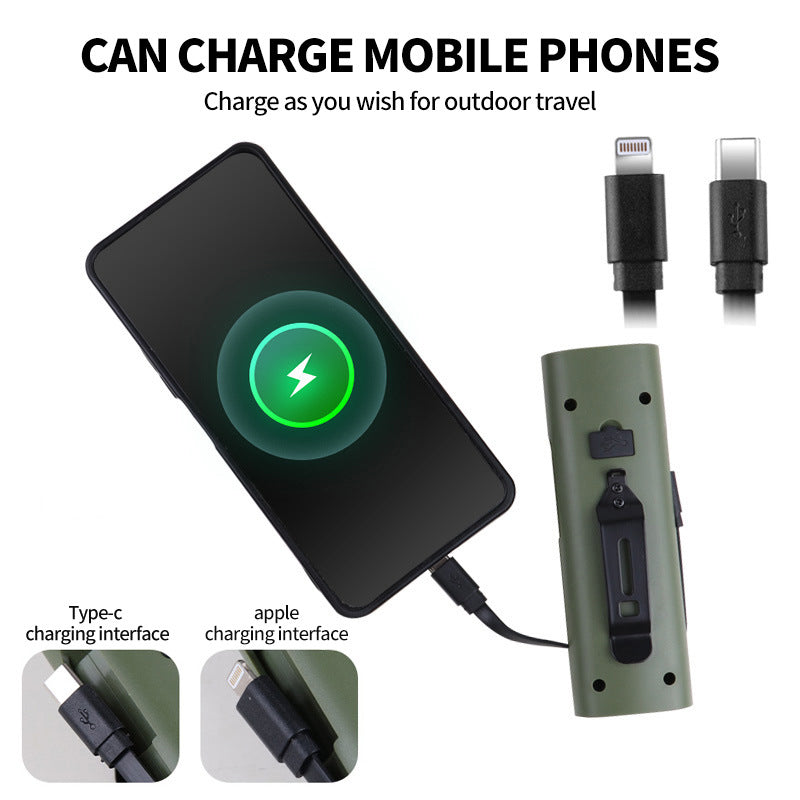 Green Multifunctional LED Bike Light Power Bank - Rechargeable Cycling Flashlight 4