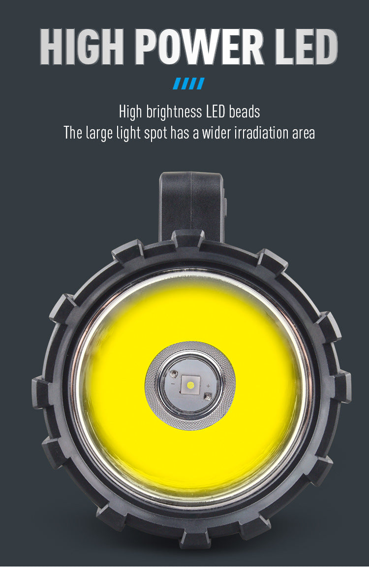 Black LED Searchlight - Rechargeable Handheld Spotlight, 500m Range, Long Lasting 3