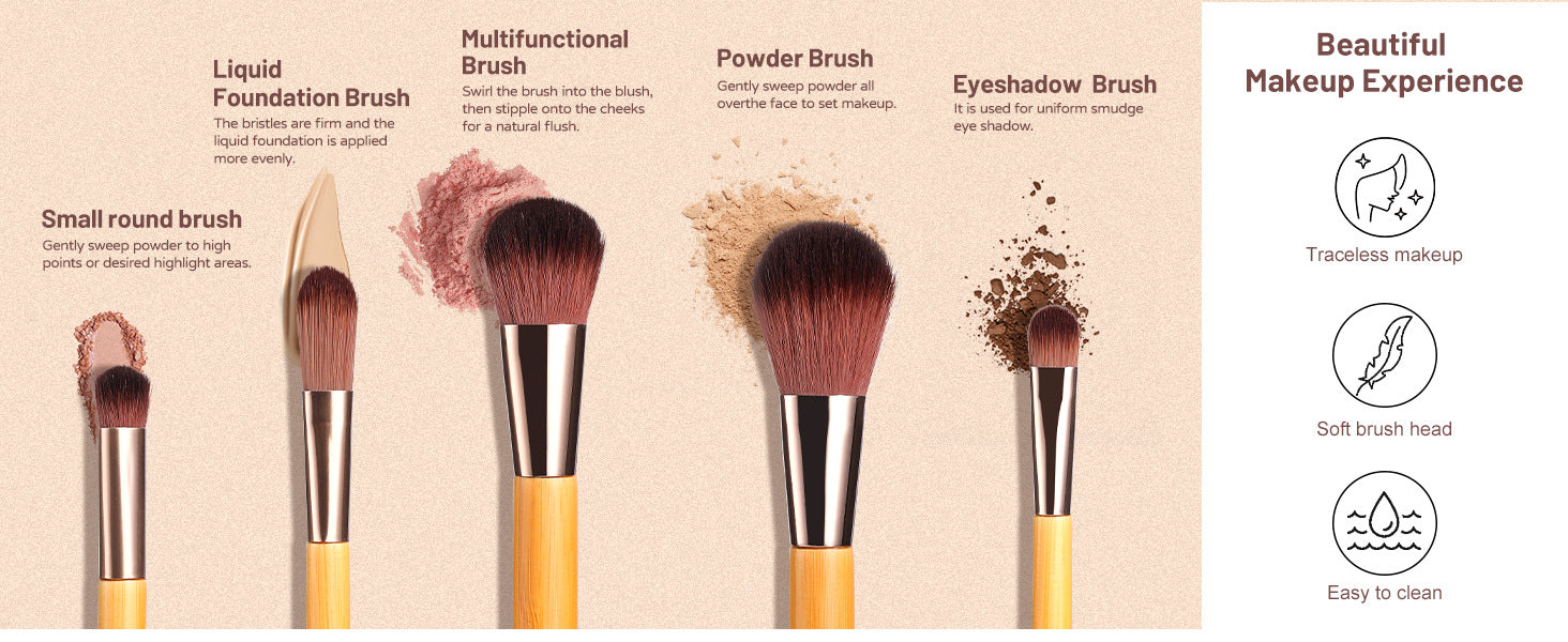 Portable Travel Makeup Brush Set with LED Mirror - Your Beauty Essentials On-The-Go 5