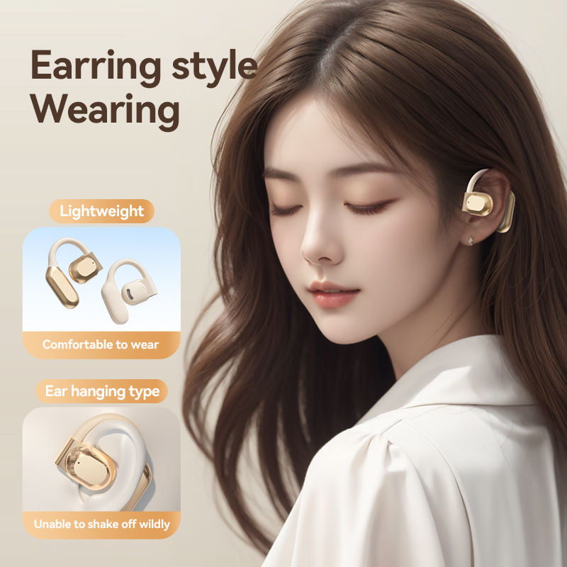 Black Open Ear Bluetooth 5.3 Headphones - Non-In-Ear, Ear Hook, Wireless Sports 3