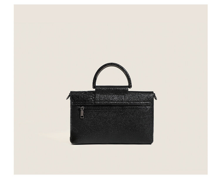 Black Elegant crocodile embossed clutch - with metal top handle and shoulder strap 8