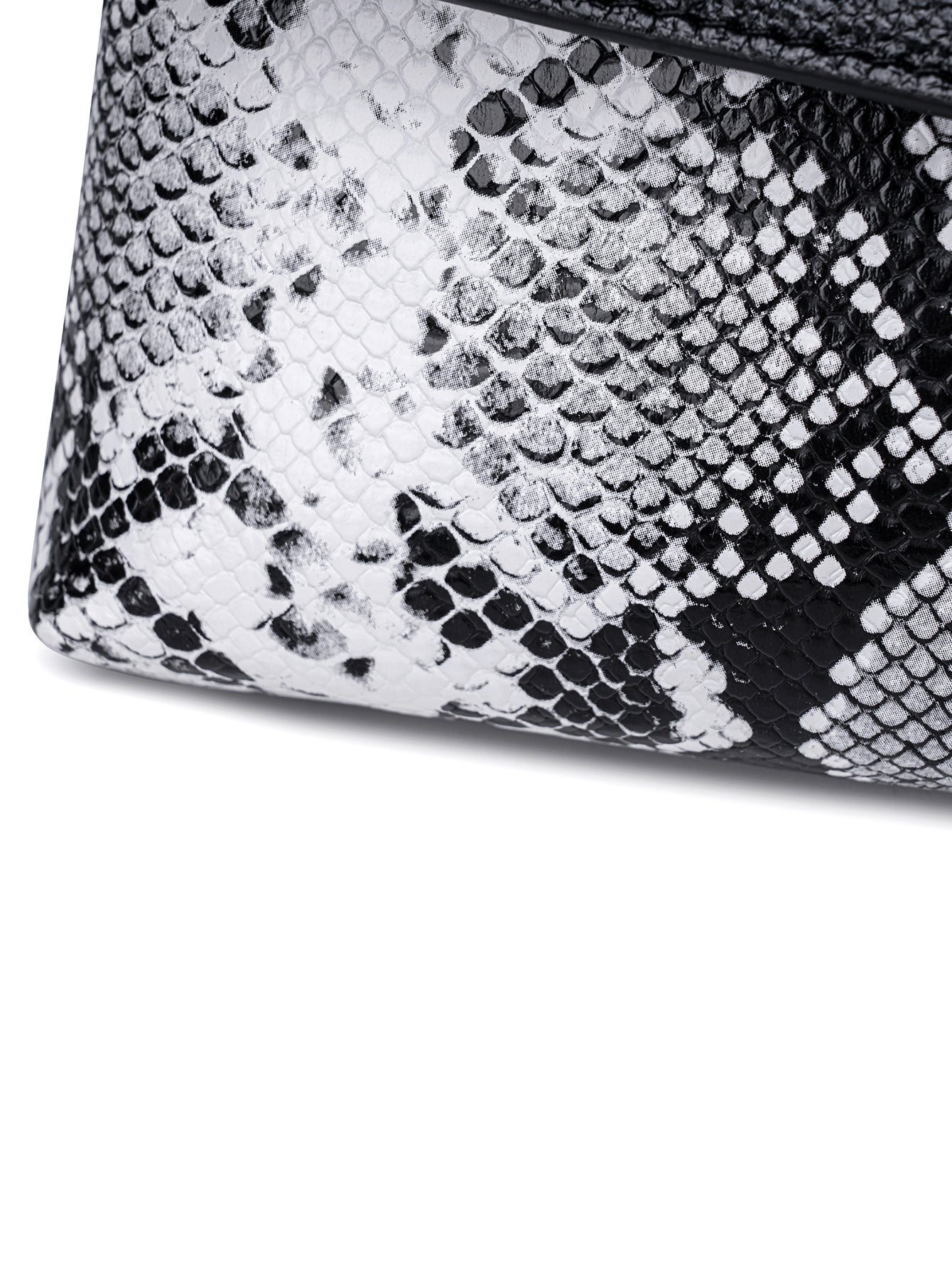 Black and White Elegant crocodile embossed clutch - with metal top handle and shoulder strap 3