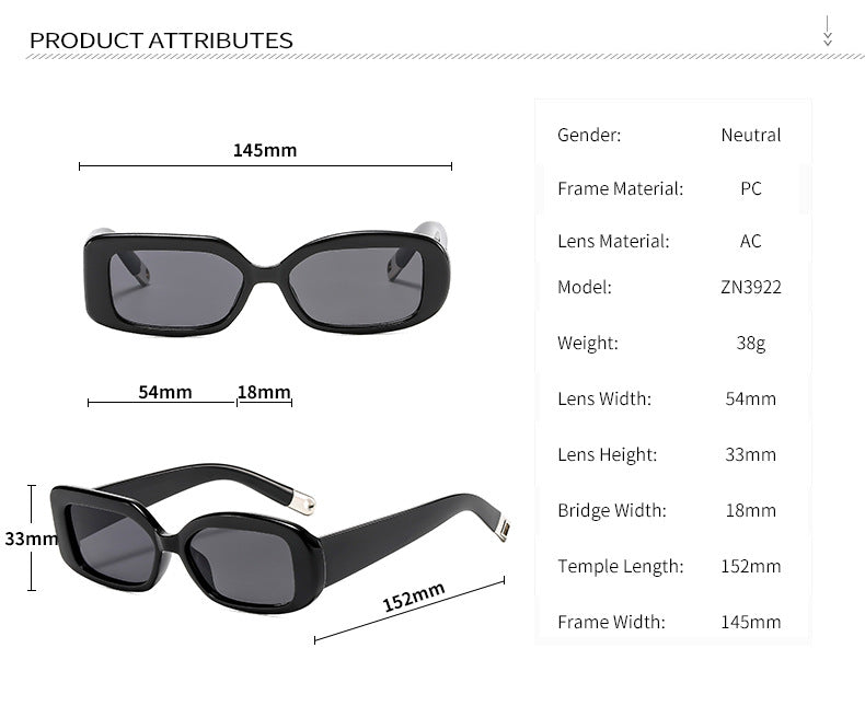 2-pcs Retro Rectangular Sunglasses for Women & Men 6