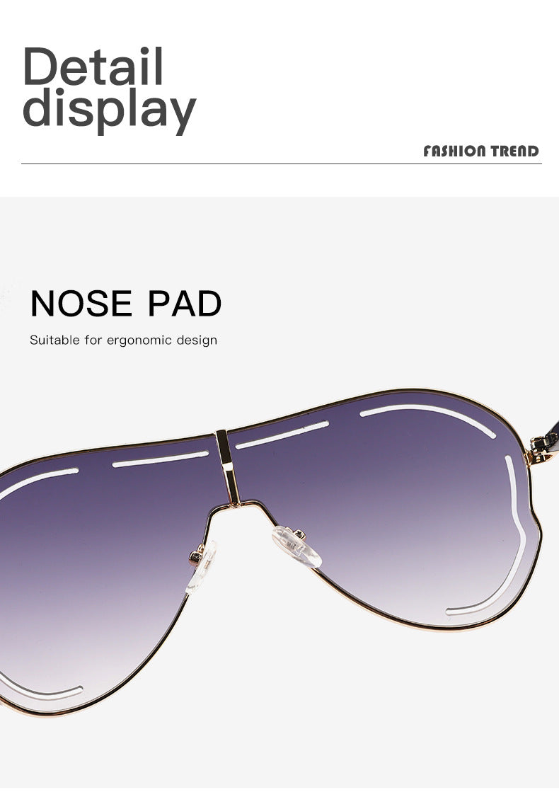 2-PCS Gold frame champagne Oversized Aviator Sunglasses - Unique Cutout Design 4