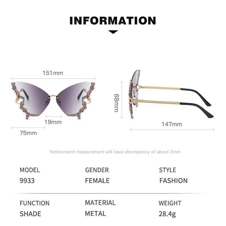 Tan color full diamonds 2 - PCS Fashion Street Style Sunglasses: Diamonte Butterfly Edition