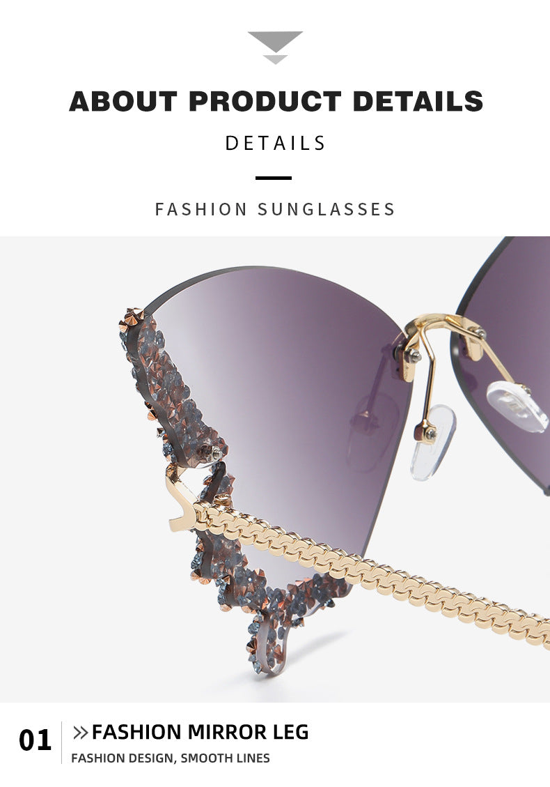 Tan color full diamonds 2 - PCS Fashion Street Style Sunglasses: Diamonte Butterfly Edition 3