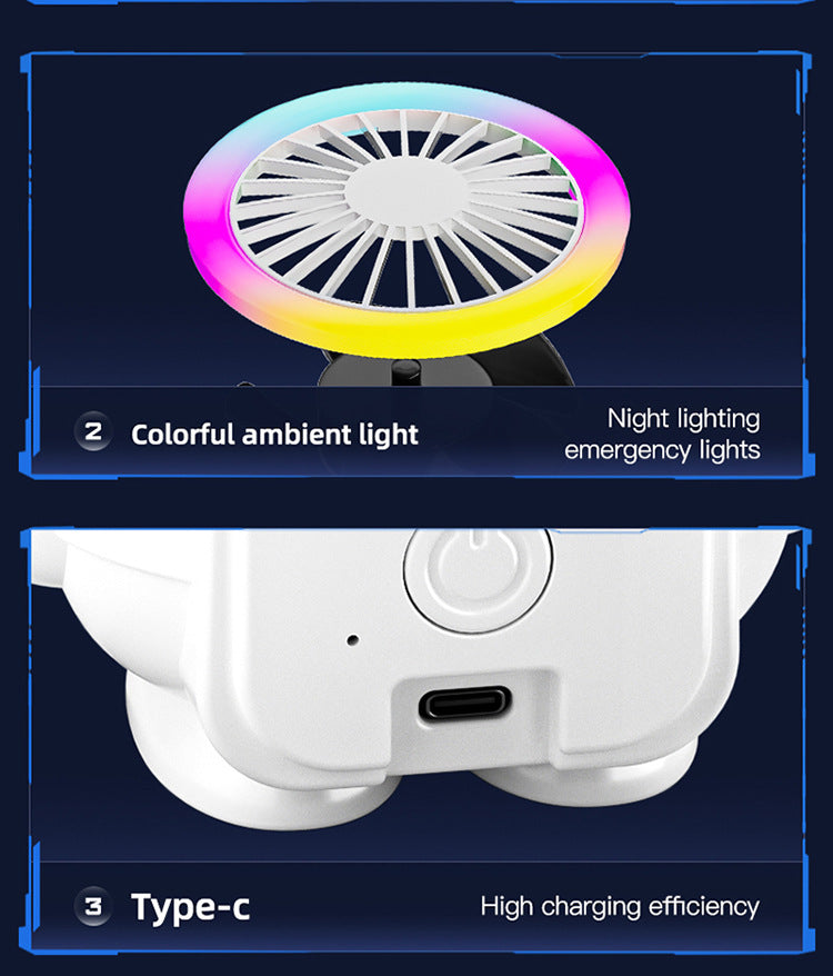 White Astronaut Portable Fan - USB Rechargeable Desk Fan with RGB Night Light 6
