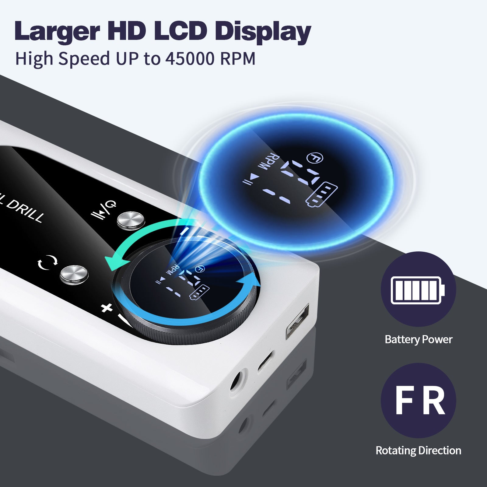 Pink+Blue Portable Electric Nail Drill - Rechargeable, Adjustable Speed, Low Vibration 7